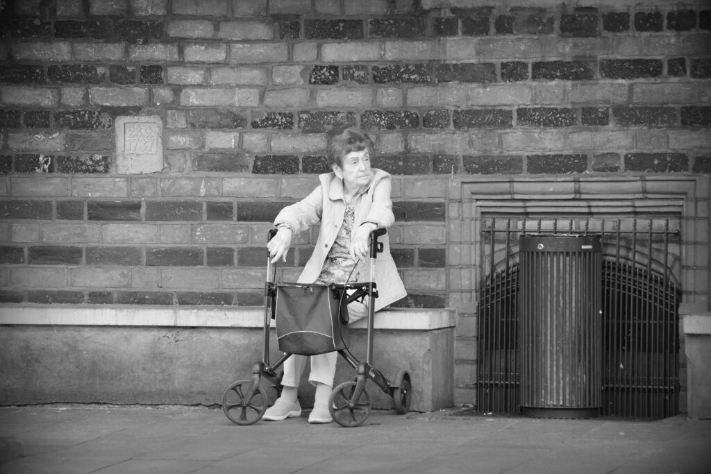 A woman finding some shade in Bremen.