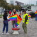 A colourful group of three, preparing for CSD Bremerhaven